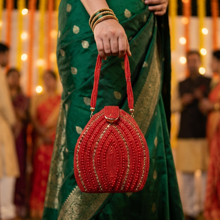 Ruby Arc Beaded Potli